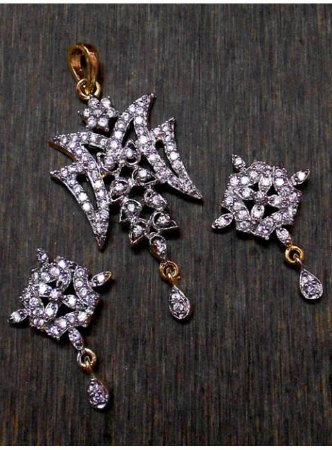 CZ Pendant With Earrings